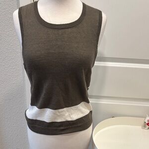EUC 360 Sweater Olive and White Sheer Back Tank